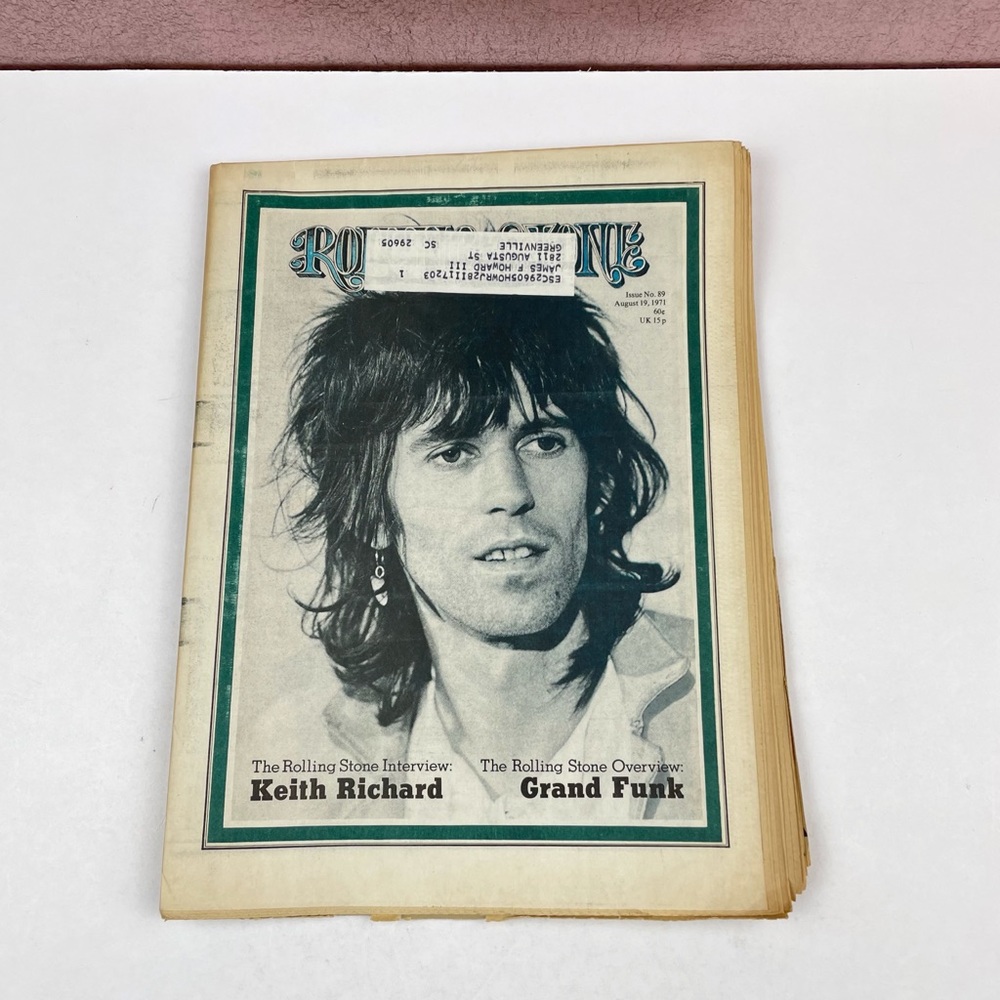 Vintage Rolling Stone Magazine Keith Richard Grand Funk August 19, 1971 Music